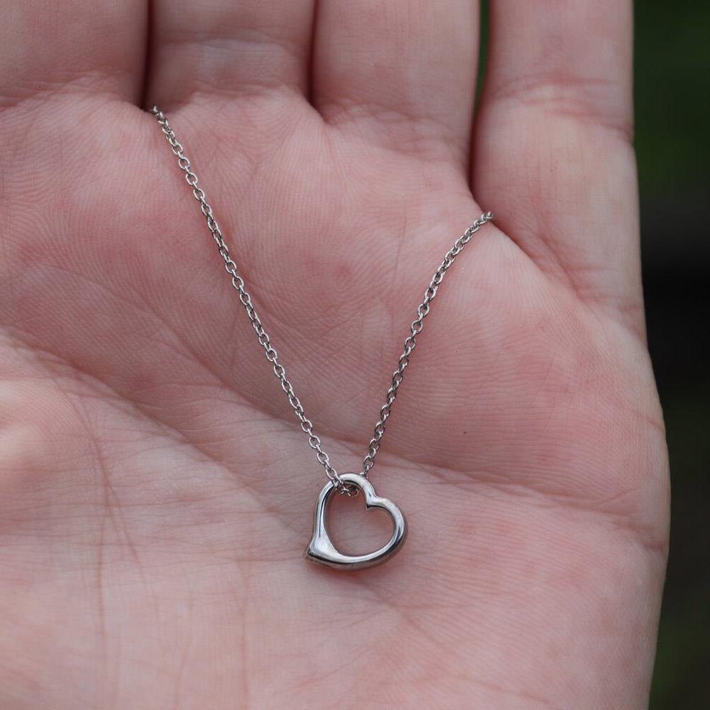Petite Floating Heart Necklace in Sterling Silver