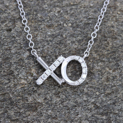 XO Hugs and Kisses Diamond Necklace in 14k White Gold