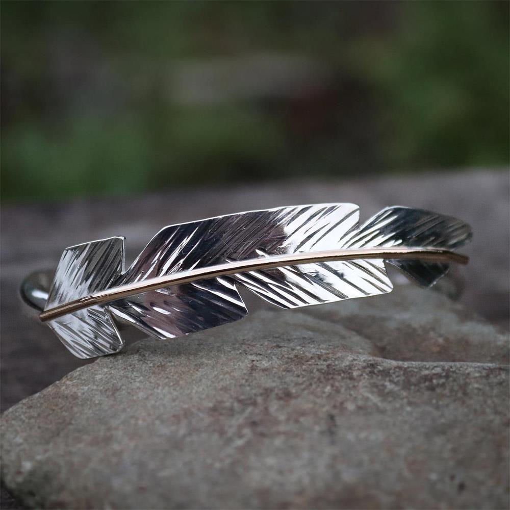 Peter James Feather Cuff Bracelet in Two Tone