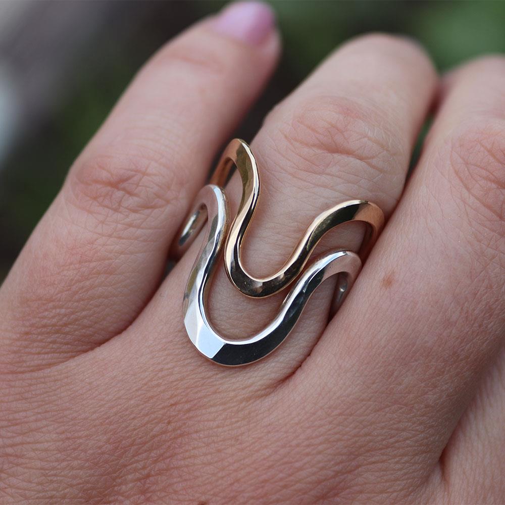 Peter James Double Swirl Ring in Two Tone