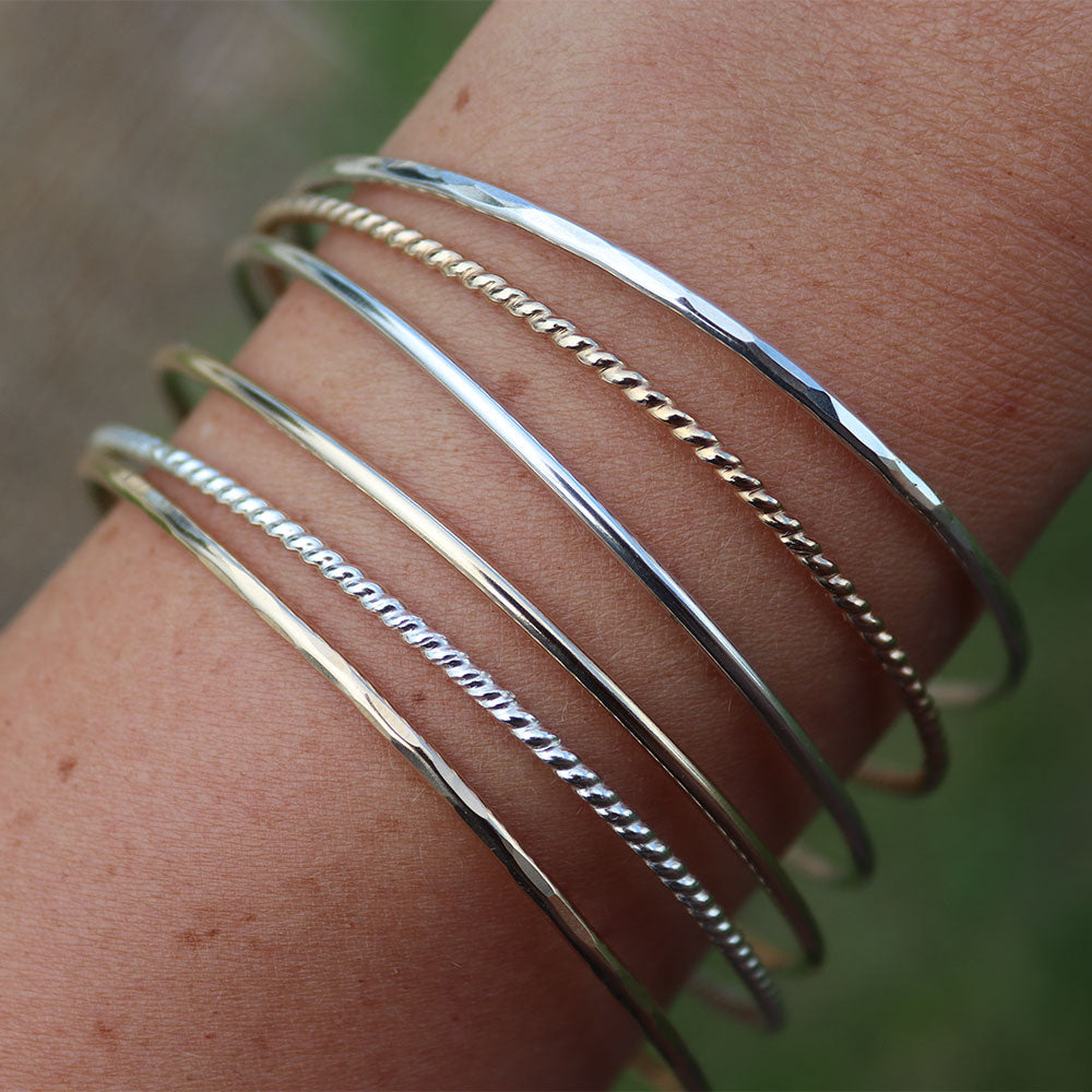 Smooth, Hammered, or Twisted: Classic Stack Bangle Bracelet BNGL12 – DP ...