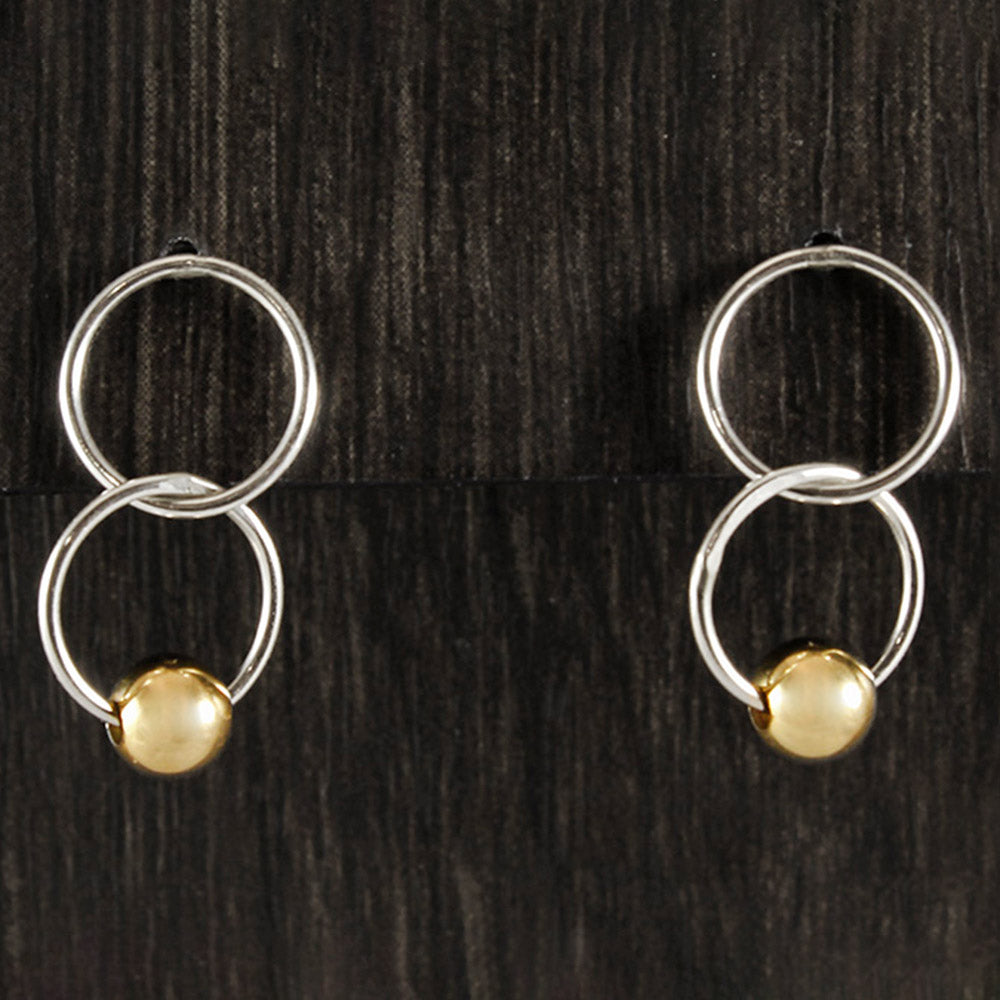 Double Circle and Bead Post Earrings ER16