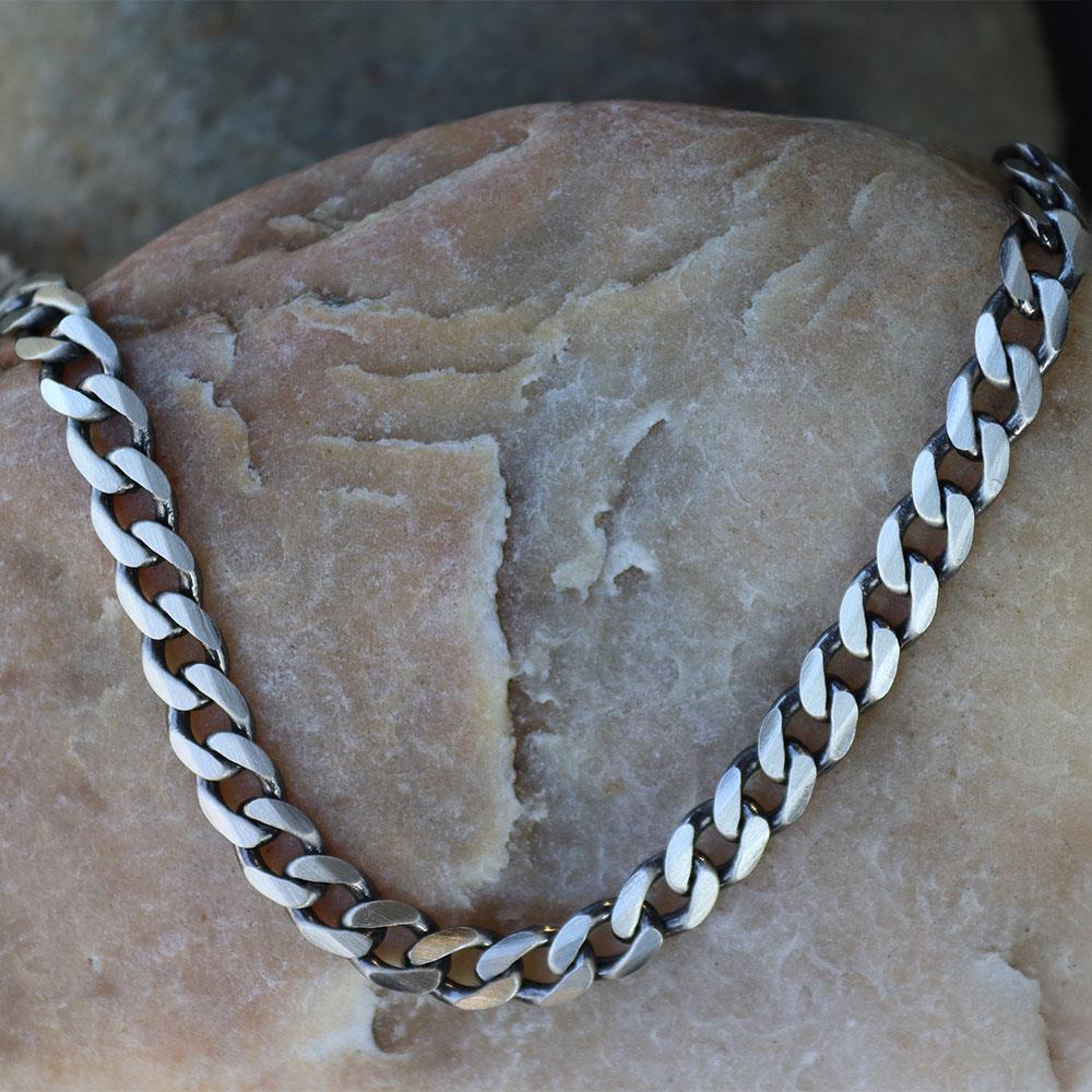 Curb Chain 6mm in Oxidized Sterling Silver - 24"