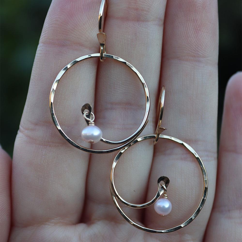Peter James Pearl Wave Earrings in Gold Filled
